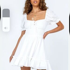 Princess Polly White Ruffled Puff Sleeve Sundress Size: 4
